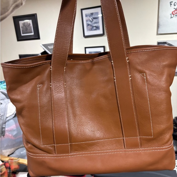 J. Crew Montauk Tan Leather Tote Bag - Picture 2 of 4